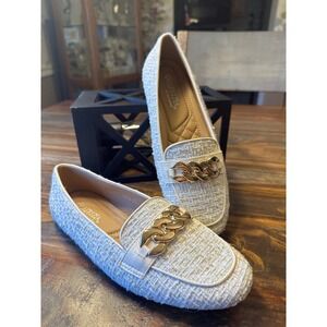 PATRIZIA by Spring Step Women's Loafers Tweed Chain Slip On Flats Sz 36 or 6